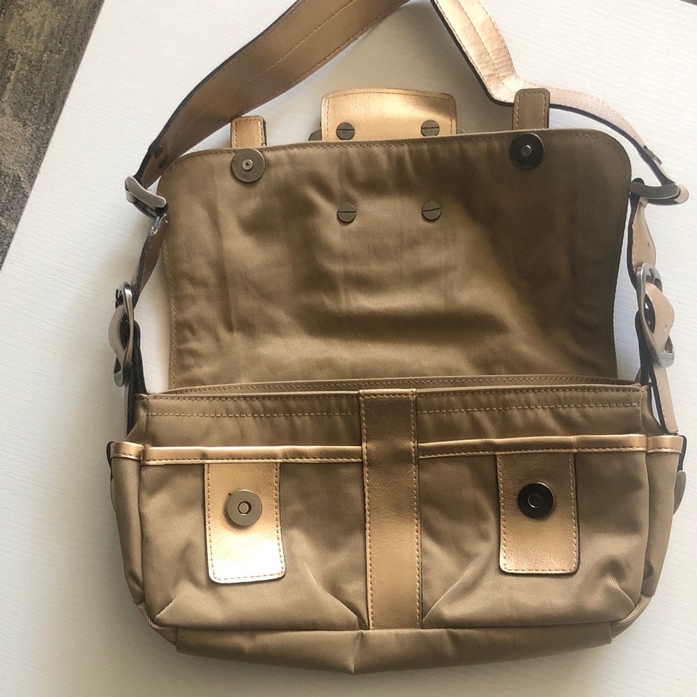 Guess Metallic Gold Shoulder Bag with Buckle Accent - Picture 2 of 10